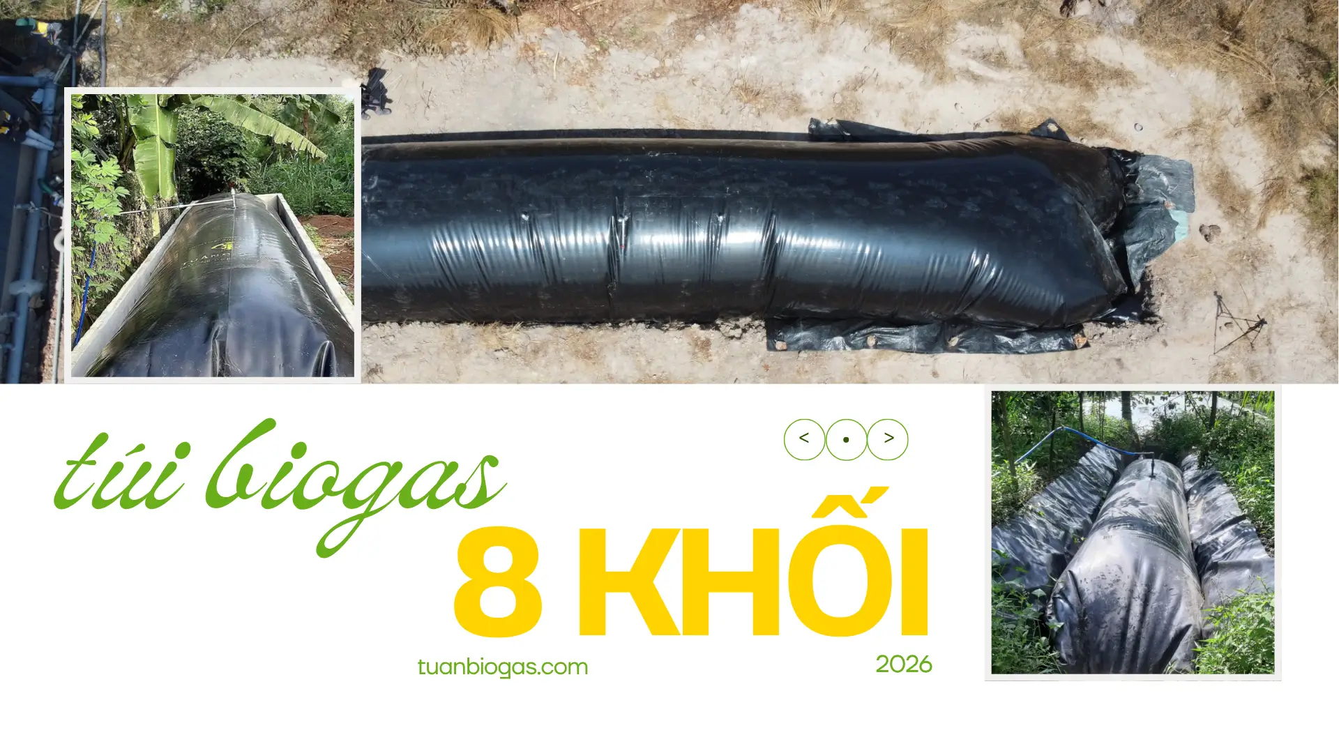 Túi Bioga 8 Khối Xử Lý Chất Thải Chăn Nuôi Hộ Gia Đình | Kích Thước 2mx8m.